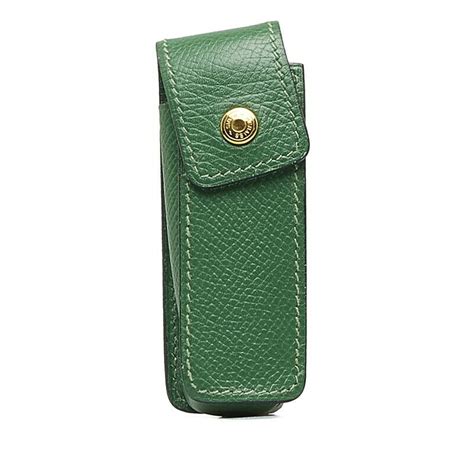 Hermès Courchevel Chewing Gum Lipstick Holder Green